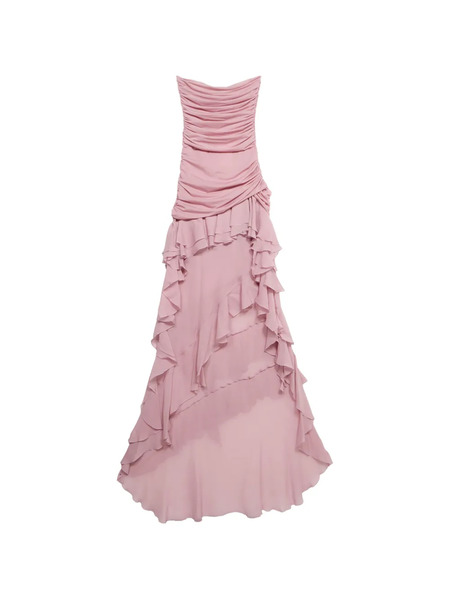  Blumarine Strapless Ruffled Gown - Pink 