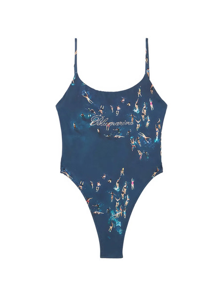  Blumarine Swimmers-print Swimsuit - Blue 