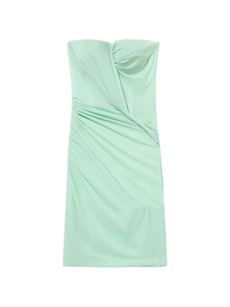  Blumarine Twisted Strapless Jersey Dress - Blue 