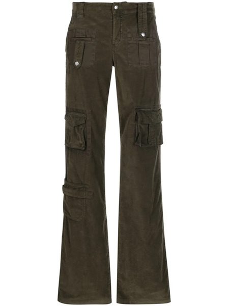  Blumarine Velvet Flared Cargo Trousers - Green 