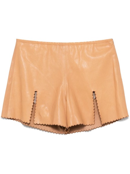  Blumarine Vented Leather Shorts - Neutrals 