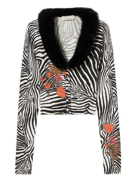  Blumarine Zebra-pattern Cardigan - White 
