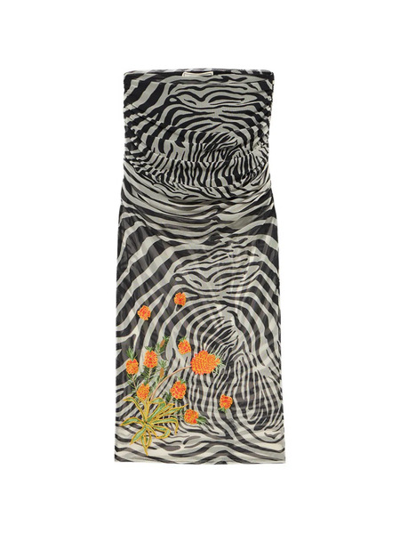  Blumarine Zebra-print Embroidered Skirt - Black 