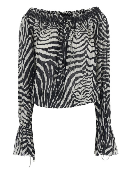  Blumarine Zebra Print Lace Blouse - White 