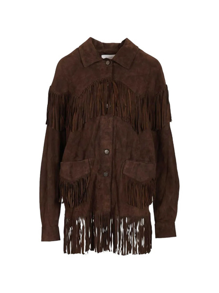  Blusotto Fringed Suede Overshirt - Brown 