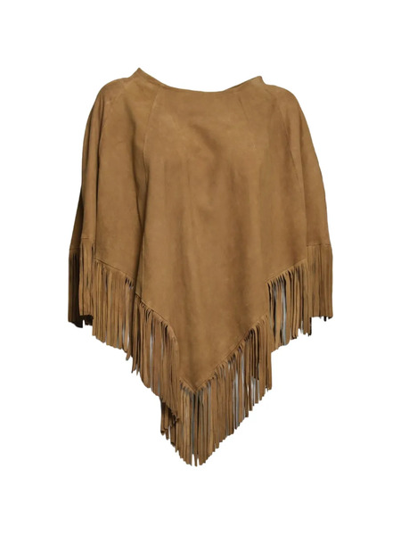  Blusotto Irene Fringed Poncho - Brown 