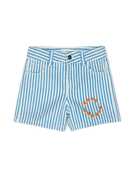  Bobo Choses Circle Striped Cotton Shorts - Blue 