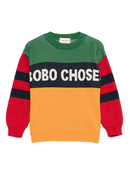  Bobo Choses Colour-block Striped Sweater - Green 
