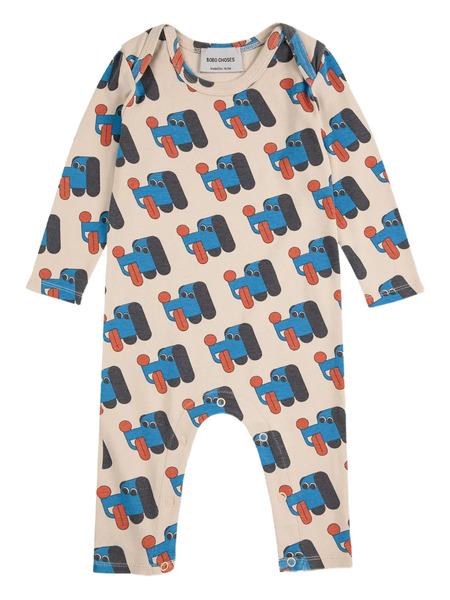  Bobo Choses Dog-print Long-sleeve Jumpsuit - Neutrals 