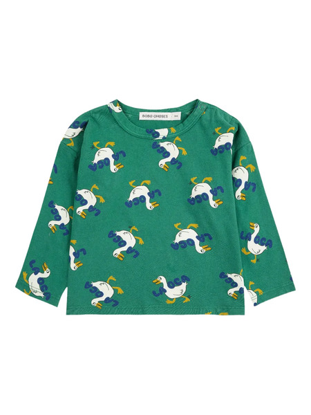  Bobo Choses Duck-print Long-sleeve Top - Green 