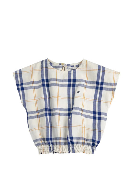  Bobo Choses Embroidery Tartan Top - Neutrals 
