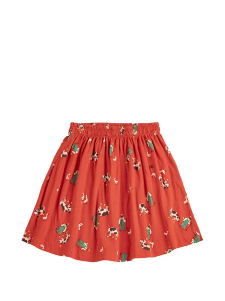  Bobo Choses Farm Adventure Elasticated Printed Skirt - Red 