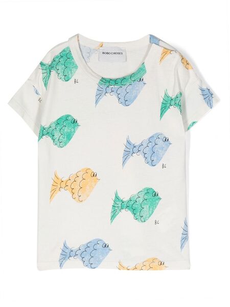  Bobo Choses Fish-print Cotton T-shirt - White 