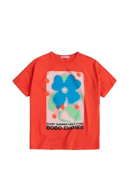  Bobo Choses Floral Print Loose T-shirt - Orange 