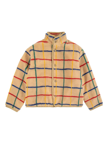  Bobo Choses Grid-pattern Fleece Jacket - Neutrals 