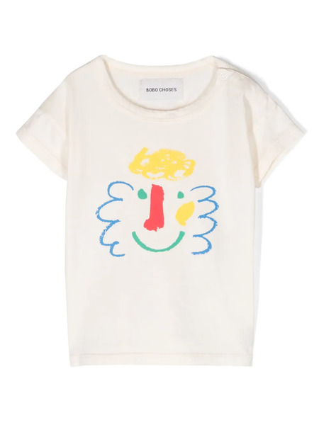  Bobo Choses Happy Mask Organic Cotton T-shirt - Neutrals 