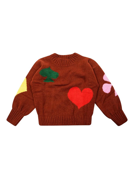  Bobo Choses Heart-intarsia Sweater - Brown 