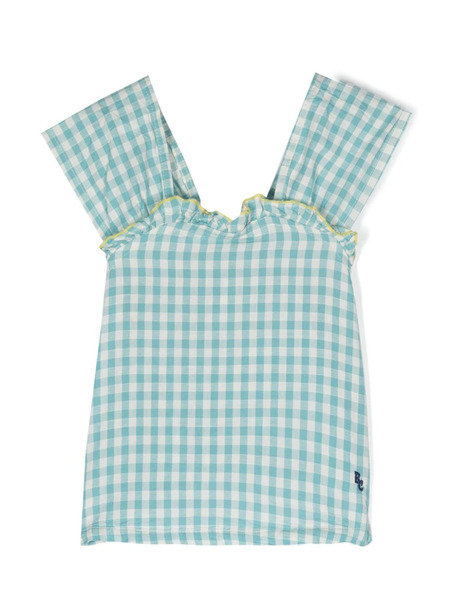  Bobo Choses Logo-embroidered Checked Top - Blue 