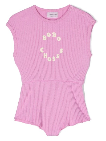  Bobo Choses Logo-print Ribbed Playsuit - Pink 