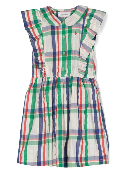  Bobo Choses Madras Check Ruffle Dress - Neutrals 
