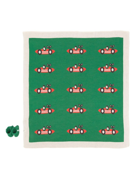  Bobo Choses Racing-car Knitted Blanket - Green 