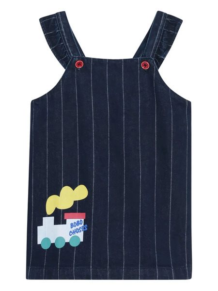  Bobo Choses Ruffled Pinstripe Dress - Blue 