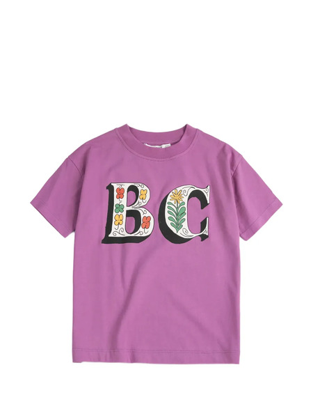  Bobo Choses Spring Letters Floral-print Short-sleeve T-shirt - Purple 