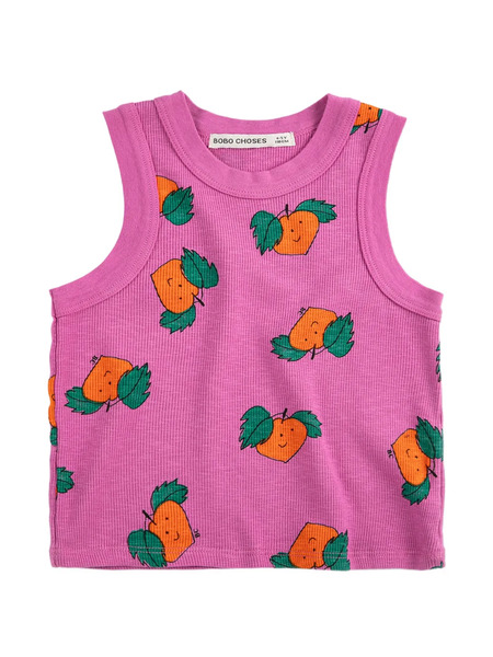  Bobo Choses Tangerine Printed Rib Top - Pink 