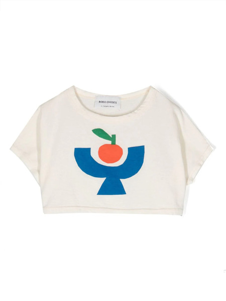  Bobo Choses Tomato Plate Cropped T-shirt - Neutrals 