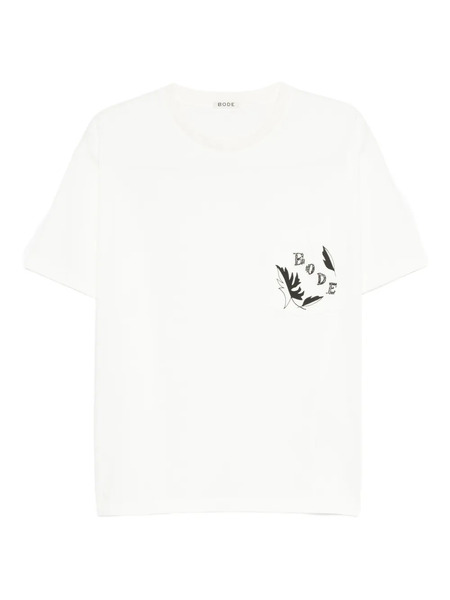  Bode Beaded Leaf-pocket T-shirt - White 
