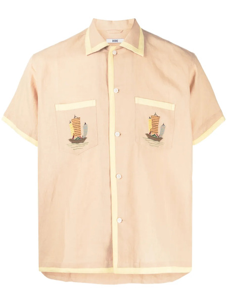  Bode Boat-embroidered Shirt - Yellow 