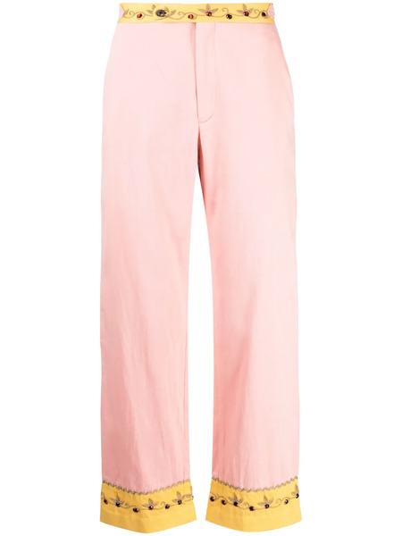  Bode Crystal-embellished Cropped Trousers - Pink 