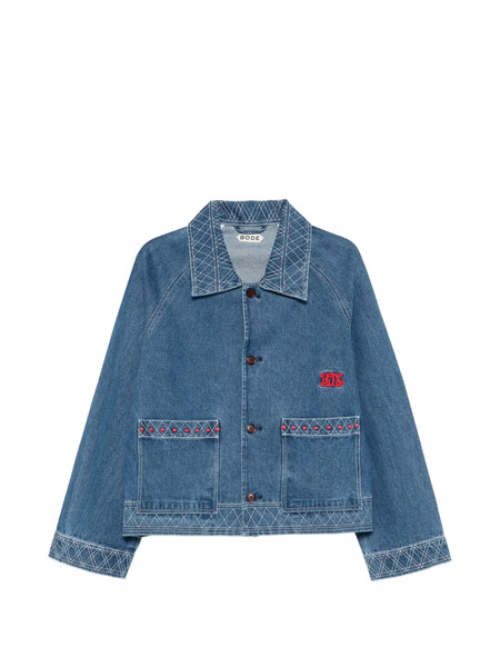  Bode Embroidered Denim Jacket - Blue 