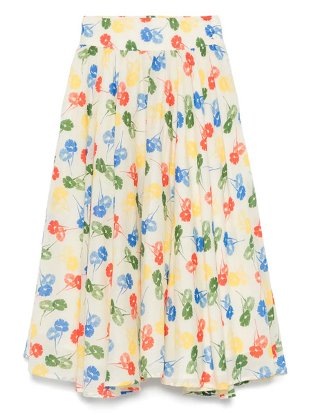  Bode Flower Stamp Midi Dress - Neutrals 