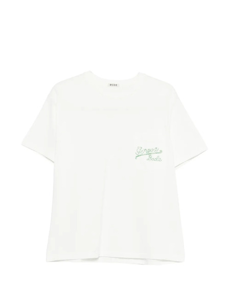  Bode Geneva Beaded Pocket T-shirt - White 