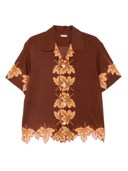  Bode Leaf-print Scalloped Shirt - Brown 