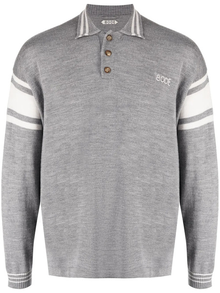  Bode Logo-embroidered Striped Polo Shirt - Grey 