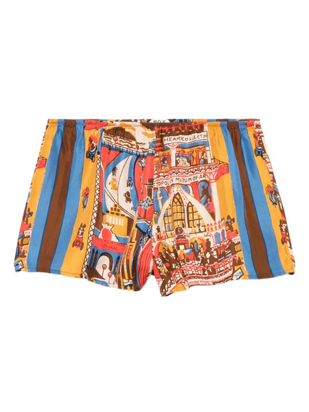  Bode Manhattan Island Print Shorts - Orange 