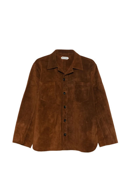  Bode Patch Pocket Suede Overshirt - Brown 