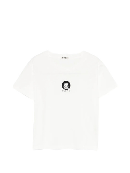  Bode Round-neck Cat-detail T-shirt - White 