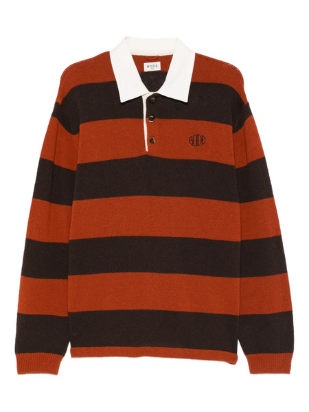  Bode Striped-collared Polo Shirt - Brown 