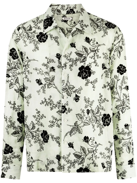  Bode Sweetunia-print Flocked Shirt - Green 