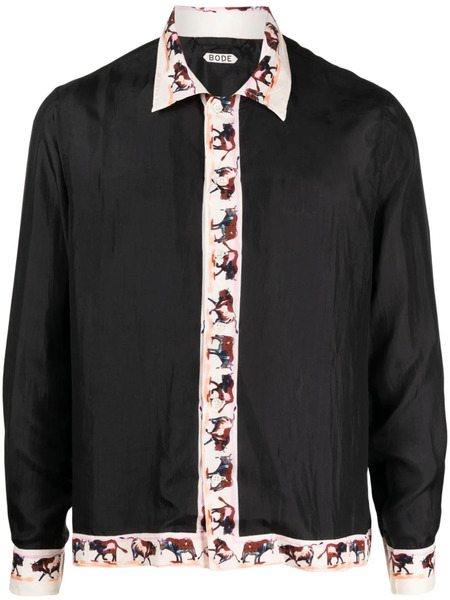  Bode Taureau Silk Shirt - Black 