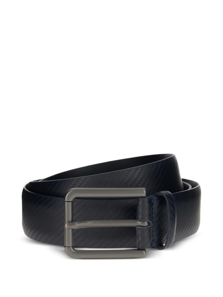  Boggi Milano Printed Leather Belt - Blue 