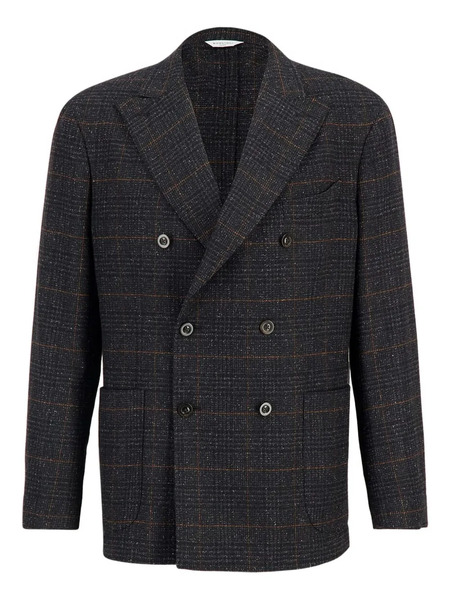  Boglioli Double-breasted Checked Blazer - Grey 