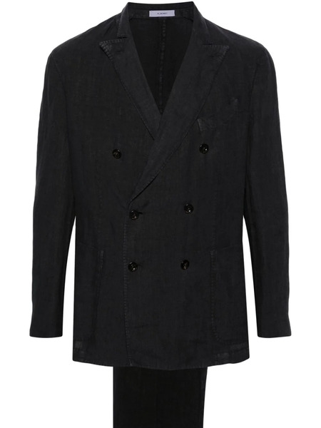  Boglioli Double-breasted Linen Suit - Blue 
