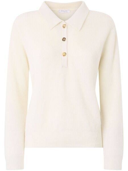  Boglioli Ribbed-knit Cashmere Polo Top - White 