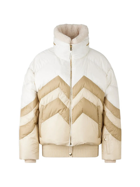  Bogner Detachable Collar Chevron Puffer Jacket - Neutrals 