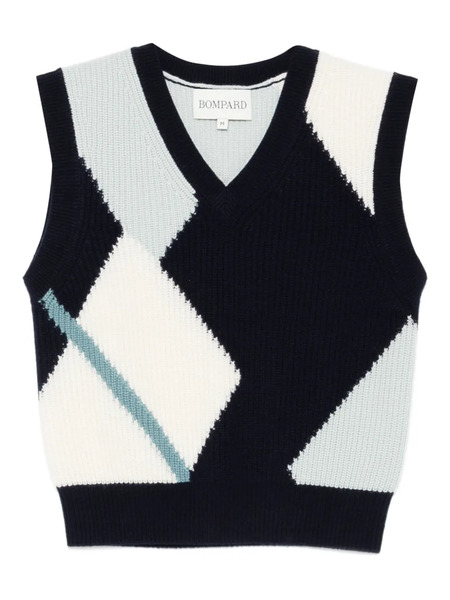  Bompard Diamond-pattern Sleeveless Sweater - Blue 