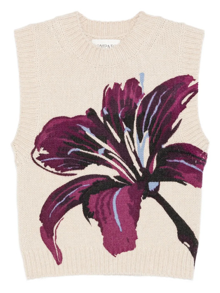  Bompard Floral-print Sleeveless Vest - Neutrals 